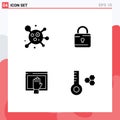 Pictogram Set of 4 Simple Solid Glyphs of atom, free, louck, security, open Royalty Free Stock Photo