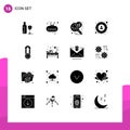 Pictogram Set of 16 Simple Solid Glyphs of baby, man, swim, goal, search stats