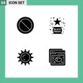 Pictogram Set of 4 Simple Solid Glyphs of ban, day, black, like, internet