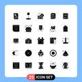 Pictogram Set of 25 Simple Solid Glyphs of box, statistics, firewall, monitoring, analysis