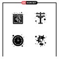 Pictogram Set of Simple Solid Glyphs of browser, time, speaker, electric tower, birthday