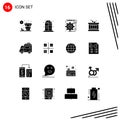 Pictogram Set of 16 Simple Solid Glyphs of business, people, engineering, car, parade