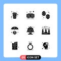 Pack of 9 Modern Solid Glyphs Signs and Symbols for Web Print Media such as cancer awareness, insurance, iot, health, food