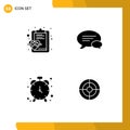 Pictogram Set of 4 Simple Solid Glyphs of check, clock, medical, message, timepiece Royalty Free Stock Photo