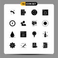 Pictogram Set of 16 Simple Solid Glyphs of coin, setting, shopping, design, world