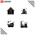 Pictogram Set of 4 Simple Solid Glyphs of contact, loan, convo, mortgage, clean