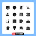 Pictogram Set of 16 Simple Solid Glyphs of creative idea, idea, muslim, business, next