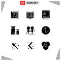 Pictogram Set of 9 Simple Solid Glyphs of design, coding, online, strongbox, safe