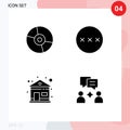 4 Creative Icons Modern Signs and Symbols of devices, building, products, protection, house