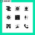 Pictogram Set of 9 Simple Solid Glyphs of donation, crowd funding, lens aperture, campaign, retro