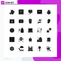 Pictogram Set of 25 Simple Solid Glyphs of droop, water, help, formula, board