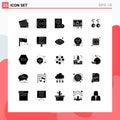 User Interface Pack of 25 Basic Solid Glyphs of earrings, marketing, computers, management, signal Royalty Free Stock Photo