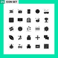 Pictogram Set of 25 Simple Solid Glyphs of electronic, devices, energy, feeling, emotion