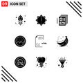 Pictogram Set of 9 Simple Solid Glyphs of file, develop, document, coding, donut