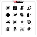 Pictogram Set of 16 Simple Solid Glyphs of finance, business, page, support, money