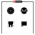 Pictogram Set of 4 Simple Solid Glyphs of finance, tooth, monero, crypto currency, comment