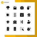 Pictogram Set of 16 Simple Solid Glyphs of future, night, computer, moon, body