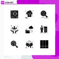 Pictogram Set of 9 Simple Solid Glyphs of health, community, valentine, cancer, internet