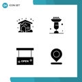 Pictogram Set of Simple Solid Glyphs of home, board, baking, cupsakes, open salon