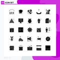 Pictogram Set of 25 Simple Solid Glyphs of home, outgoing, secure, call, phone
