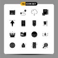 Pictogram Set of 16 Simple Solid Glyphs of home, sketching, cloud, sketch, layout