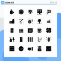 Pictogram Set of 25 Simple Solid Glyphs of install, app, time, update, winner Royalty Free Stock Photo