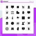 Pictogram Set of 25 Simple Solid Glyphs of living, cart, wifi, shopping, trolly