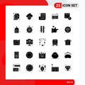 Pictogram Set of 25 Simple Solid Glyphs of lock, box, business tips, payment, dollar