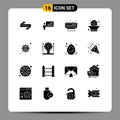 Pictogram Set of 16 Simple Solid Glyphs of marketing, education, success, school, summer