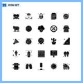 Pictogram Set of 25 Simple Solid Glyphs of money, imaging, security, file, color