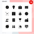 Pictogram Set of 16 Simple Solid Glyphs of night, international, baby, flag, bangladesh