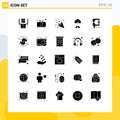 Pictogram Set of 25 Simple Solid Glyphs of people, indian, gift, india, love