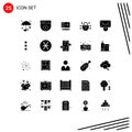 Pictogram Set of 25 Simple Solid Glyphs of phone, receive, online, message, network security