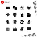 Pictogram Set of 16 Simple Solid Glyphs of rose, flower, business, technology, action