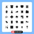 Pictogram Set of 25 Simple Solid Glyphs of server, rack, energy, computer, protect