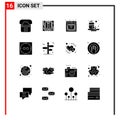 Pictogram Set of 16 Simple Solid Glyphs of socket, health, internet, tea, cup Royalty Free Stock Photo