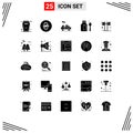 25 User Interface Solid Glyph Pack of modern Signs and Symbols of sound, music, delivery, loudspeaker, hospital