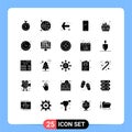 Pictogram Set of 25 Simple Solid Glyphs of spa, bathhouse, back, iphone, mobile Royalty Free Stock Photo