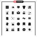 Pictogram Set of 25 Simple Solid Glyphs of tilt, phone, transport, mobile, graph