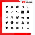 Pictogram Set of 25 Simple Solid Glyphs of tool, construction, head shot, brickwork, easter Royalty Free Stock Photo