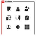 Pictogram Set of 9 Simple Solid Glyphs of traffic light, spa, business man, sauna, hot Royalty Free Stock Photo