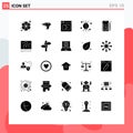 25 User Interface Solid Glyph Pack of modern Signs and Symbols of work, analytics, electronics, science, dna