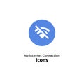 Pictogram sign for no wireless wifi or sign for remote internet access for your design. Blue vector icon isolated on