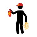 Pictogram silhouette with miner with flashlight