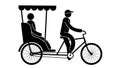 The pictogram of trishaw carries a passenger