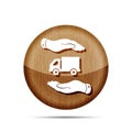 pictogram of two hands with flat truck Royalty Free Stock Photo