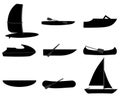 Pictogram of various water vehicles