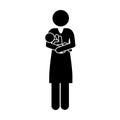 Pictogram woman with little baby in arms Royalty Free Stock Photo