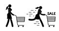 Pictogram woman walking with shopping cart