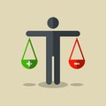 Pictogramm of justice scales. Choice, balance concept. Icon, vector.